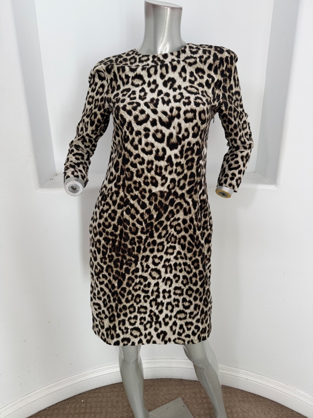 rag & bone Leopard Print Silk Long Sleeve Sheath Short Dress Beige/Black Size 6 - Picture 10 of 10